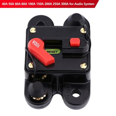 12V-48V DC Car Fuse Circuit Breaker Auto Reset Boat Resettable Fuse 40A 50A 60A 80A 100A 150A 200A 250A 300A for Audio System