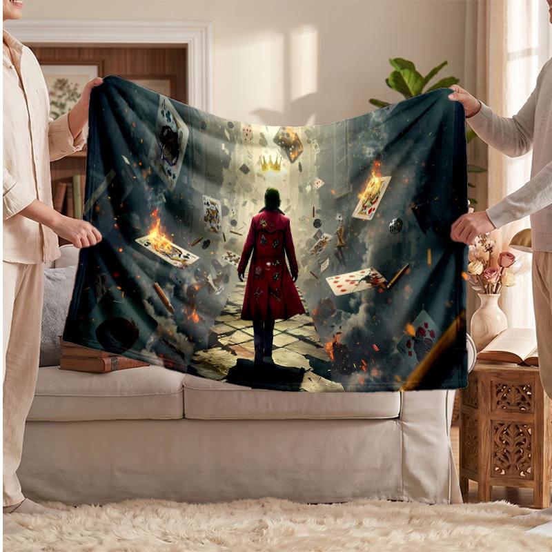 Joker Printed Flannel Blanket, Skin Friendly Warm Throw for Indoor Couch Bed Daily Use