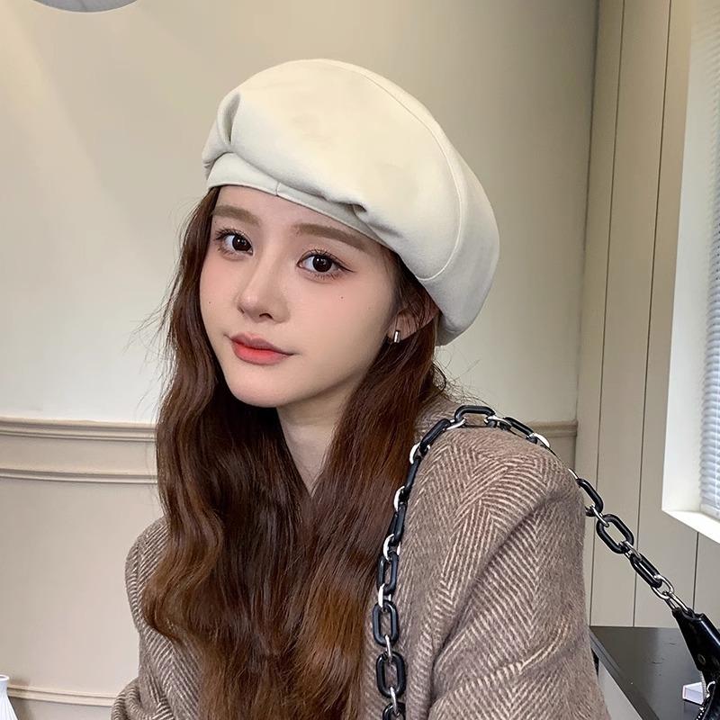 British Style Retro Beret Versatile for Spring and Autumn with A Large Head and A Newsboy's Cloud Cap