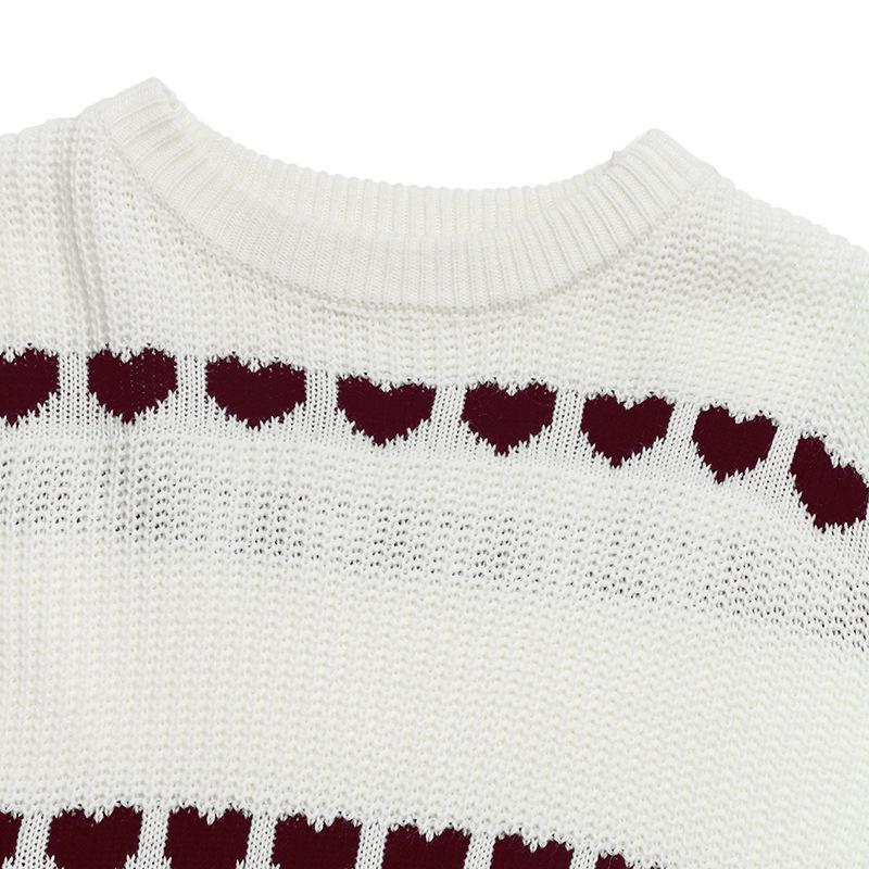 2026 Autumn/Winter Sweet Heart Jacquard Loose Sweater