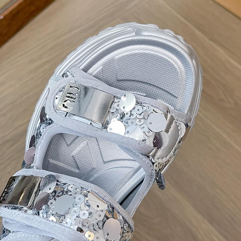 Fashion 8cm Mesh Synthetic Leather Chunky Sandals Summer Women Platform Wedge Bling Sports Sneakers Ladies Gladiator Sandalias Mujer