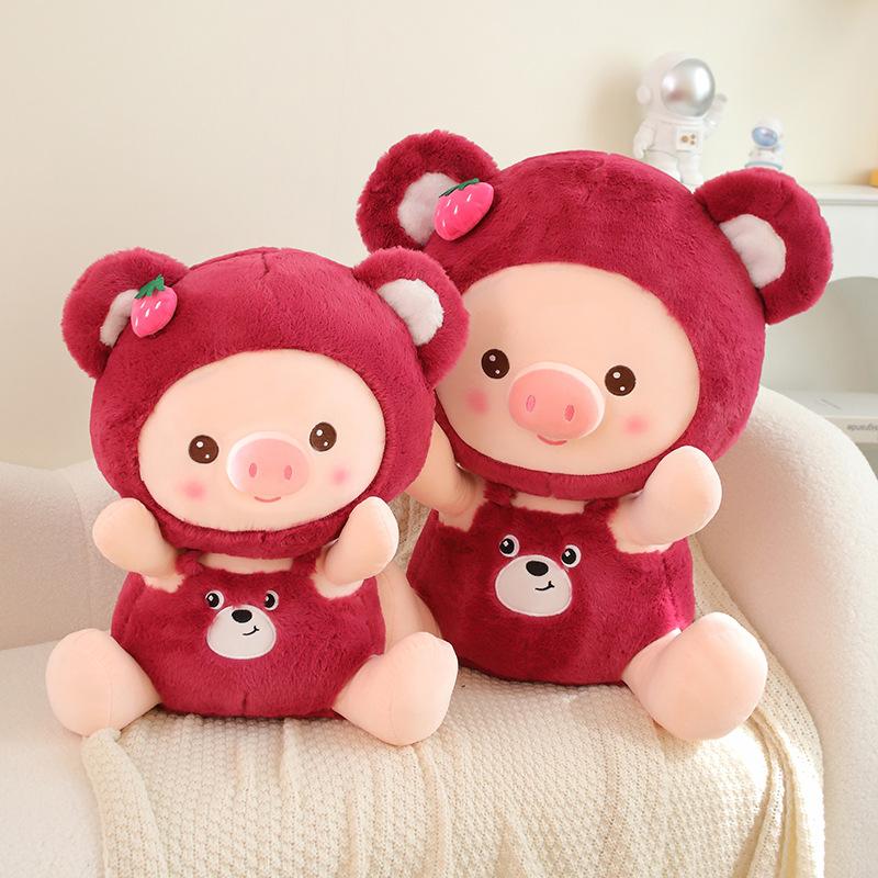 Strawberry Delightful Pig Plush Pillow Cute Cartoon Stuffed Doll Gift