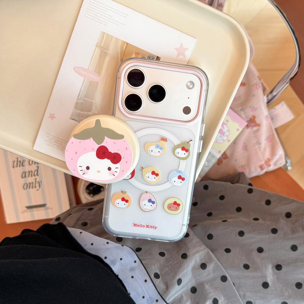 Fruit Cat Is Suitable for 17 Apple 17pm Mobile Phone Case Iphone16 Girl Cute Magnetic Bracket 16 Transparent Soft