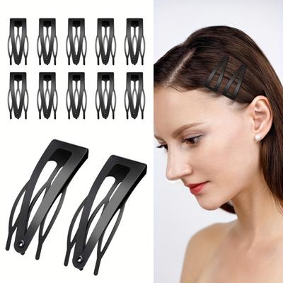 24 Pieces Black Metal Hairpin with Double Buckle - 2 Inch Water Drop Shape, Minimalist Style Suitable for Styling and Salon Use