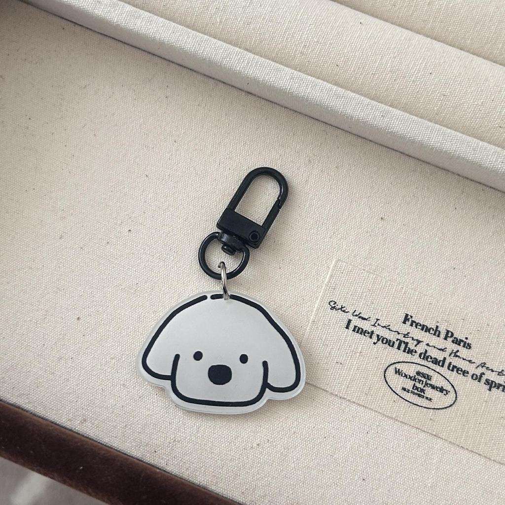 Hand-Painted Puppy Emoji Keychain: Cute Acrylic Bag Charm for Couples or Besties