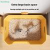Extra Large Cat Litter Box;Semi-Enclosed & Open Design, Anti-Splash Cat Toilet with High Sides