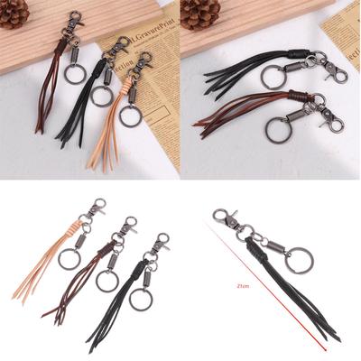 PU Leather Tassel Key Chain Bag New Fashion Cowhide Tassel Charm Accessory Car Key Ring Fringe Jewelry Gift