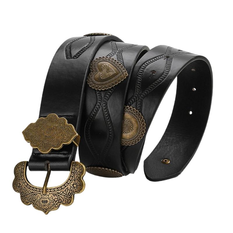 

Fashionable Embossed Waist Belt Comfortable Versatiles Waistband Daily Wear Belt Fashion Accessory 1 чёрный