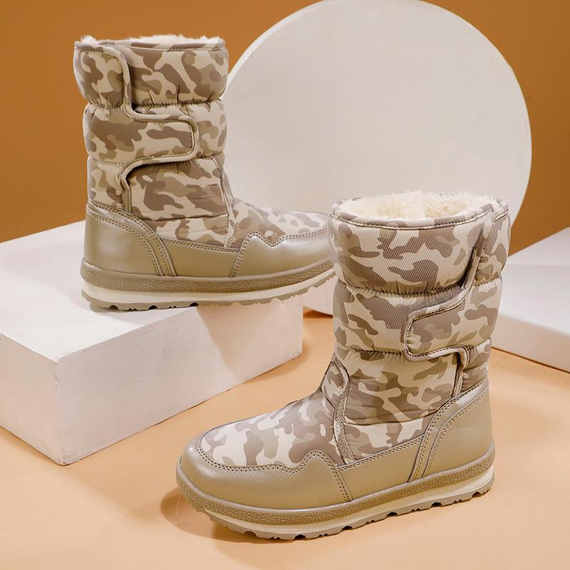 Distribution Velcro Parent-child Children's Snow Boots Thickened and Velvet Winter Cotton Boots Waterproof and Non-slip Medium Tube Winter Shoes