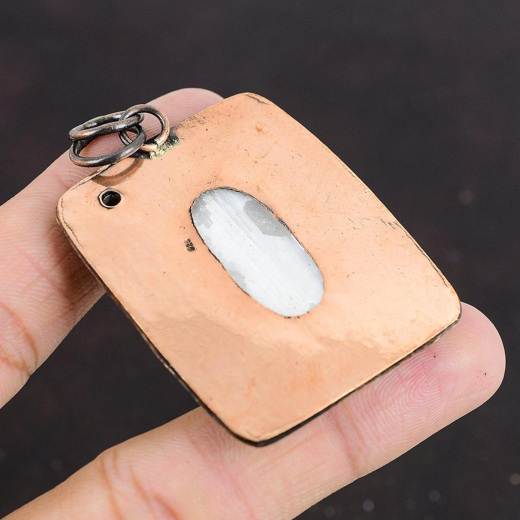 Selenite Druzy Pendant White Topaz Pendant Copper Pendant Natural Gemstone Pendant Latest Design Pendant Handmade Copper Jewelry For Mother
