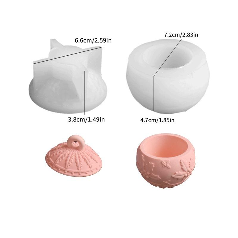 Christmas Round Ball Jar Silicone Mold With Lids Diy Handmade Concrete Relief Snows Berry Scented Candle Vessel Molds Xmas Decor