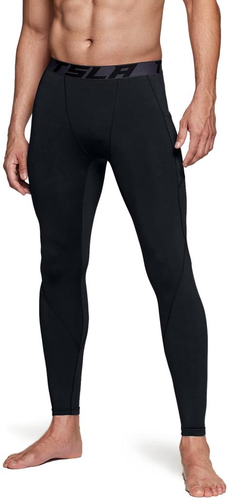 Tesla and Compression Sports Compression Running Thermal Cold Weather Thigh Long Men's Tights, Fleece-Lined, Stretchy, Warm, Cold-Wearing, Wear,