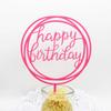 Round Happy Birthday Letter Cake Topper Acrylic DIY Cupcake Cake Smash Candle Party Handmade Stick