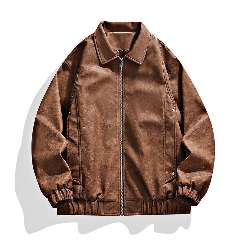 

Motorcycle Style Vintage PU Collar Leather Jacket XXXXL