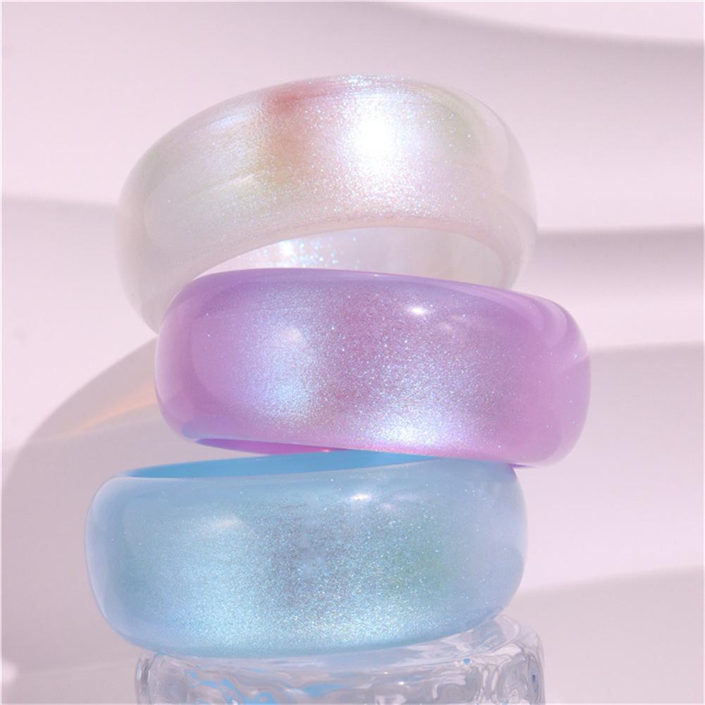 Round Jelly Colored Shiny New Powder Acrylic Bangle Exquisite Bracelet Simple Geometry Beautiful Wide Face Resin Trend Bracelet