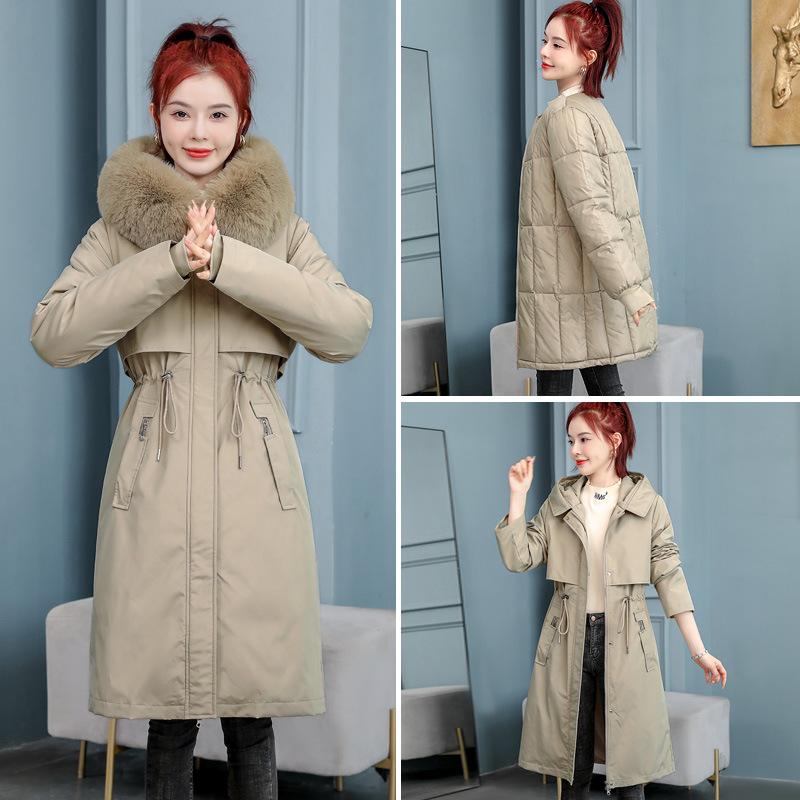

Winter new long fashion versatile cotton-padded clothes, one clothes and three women s thin coats M
