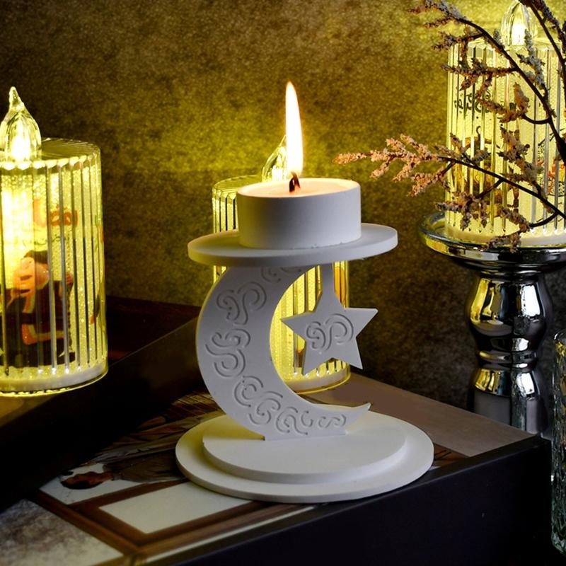 Middle Eastern Candlestick Mould Star Moon Candle Holder Silicone Molds Epoxy Resin Molds 3D Ornament Molds