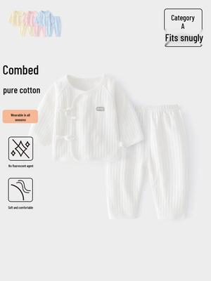 Conjunto de Top y Pantalones de Algodón Puro para Recién Nacidos, Todas las Estaciones, Sin Etiquetas