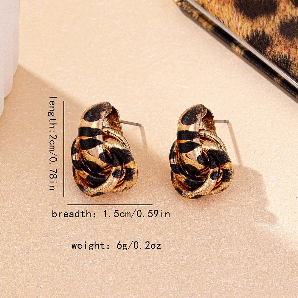 Leopard Print Spiral Stud Earrings Niche Design Earrings Elegant Retro Ear Jewelry