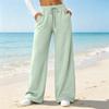 Women's Color Loose Fit Straight Leg Pants with Pockets Casual