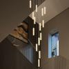 Staircase long chandelier modern minimalist villa light luxury living room loft internet famous rotating duplex building