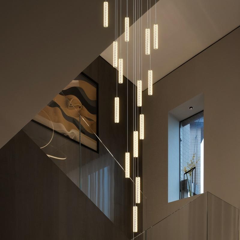 Scara candelabru lung modern minimalist vila lumina lux living living mansarda internet celebru rotativ clădire duplex