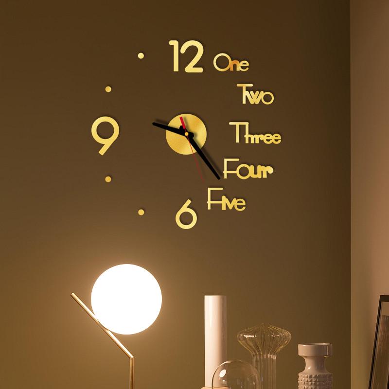 

DIY Wall Clock 3D Mirror Surface Sticker Home Office Decor Clock one Size золотой