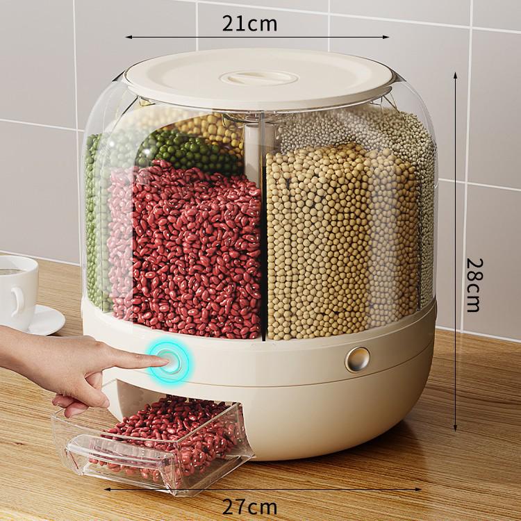 2024 Rotating Rice Storage Cylinder: Insect-Proof, Moisture-Proof, Sealed Grain Box for Home
