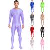 Men's Clubwear Bodysuit - See Through Full Body Jumpsuit Mock Neck Long Sleeve Footed Nightwear