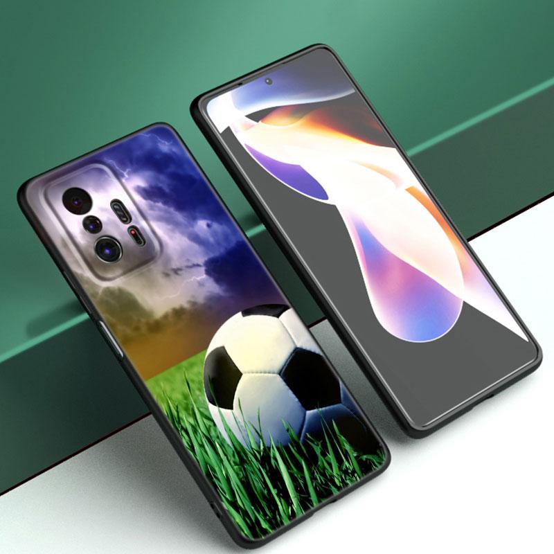 Fire Football Soccer Phone Case For Xiaomi Mi A2 8 9 SE Note 10 10T 11 12 Lite 9T 11T 12S 12T Pro A3 6X 12X Soft TPU Black Cover