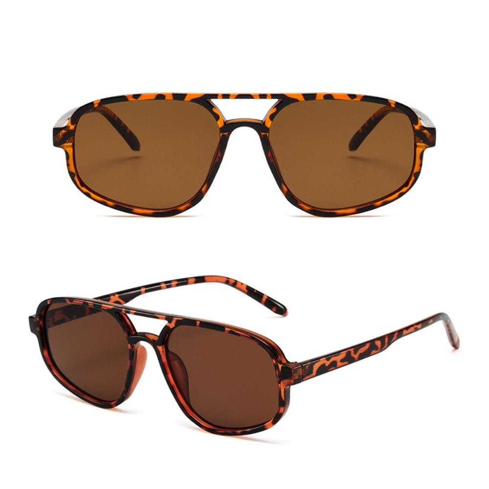 Wide Legs Double Beam Sun Glasses UV400 Retro Trend Eyewear Irregular Square Sunglasses  Selfie