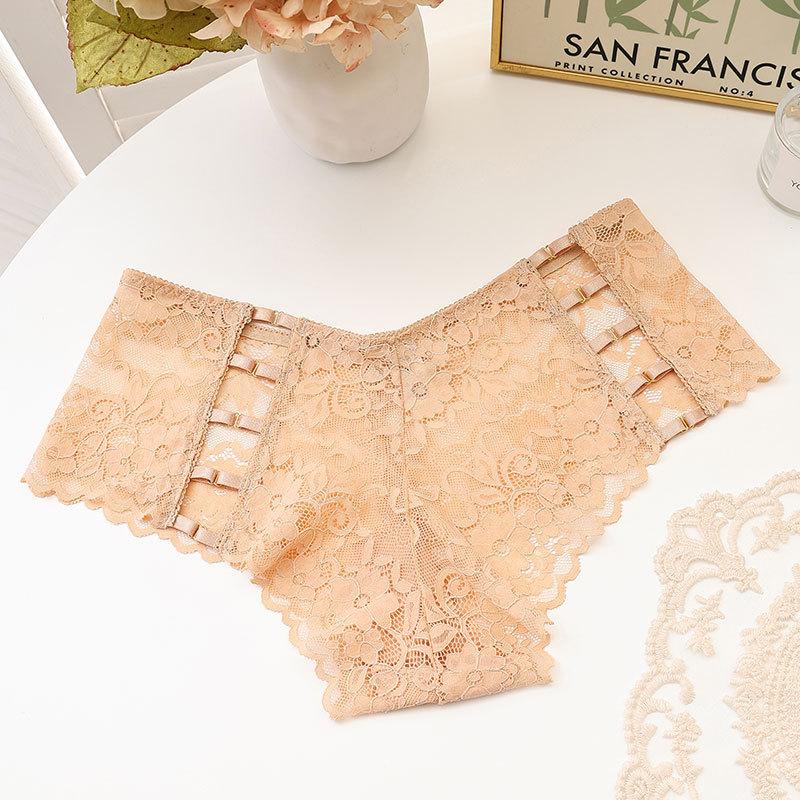 12 Color Women's Panties Underwear Sexy Hollow Middle Waist Briefs Lace Flower Breathable Underpants Europe Plus Size Lingerie