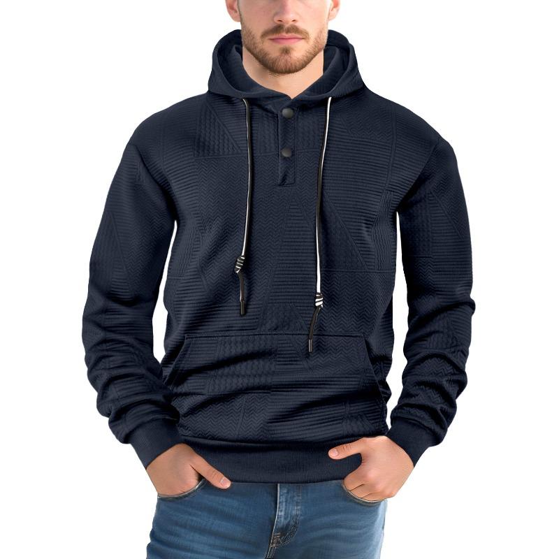 Spring and Autumn New Pullover Solid Color Casual Sports Loose Trend Long Sleeve Hooded Sweater Men