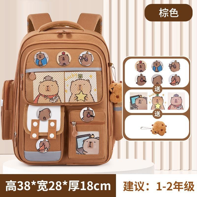 School Bag for Primary School Students, Grade 12 and 6 Girls, Cartoon Spine Protection and Burden Reduction, Backpack for Children Aged 12