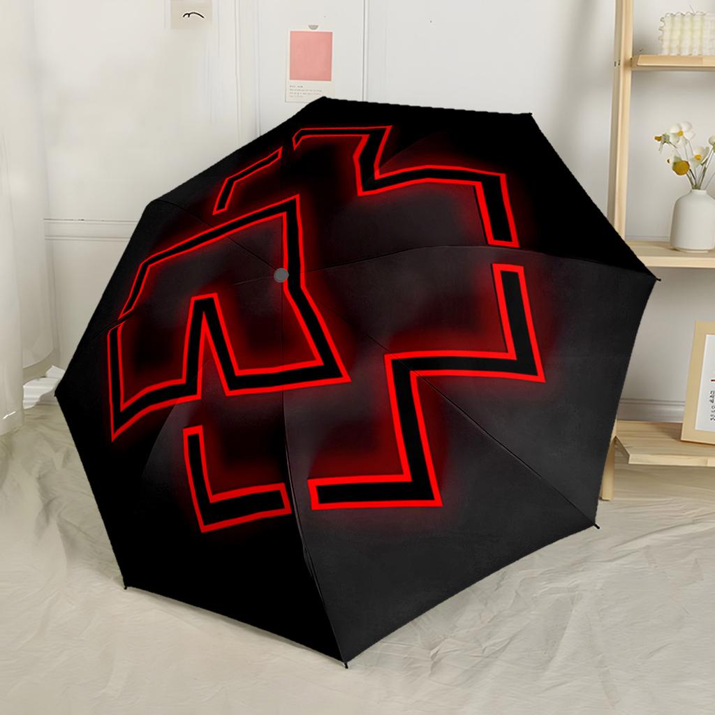 Rammstein Rose Logo Regenschirm Kompakt 8-Rippen-Design Kompaktes Design Reiseutensil Stilvolles Accessoire Am besten für Weihnachten