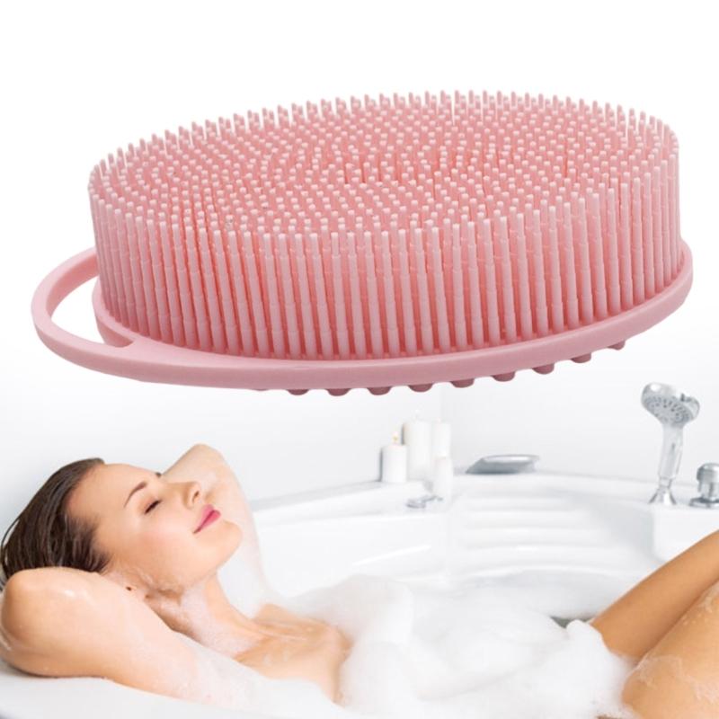 Reusable Silicone Bath Brush With Hanging Hook For Effective Skin Cleansing