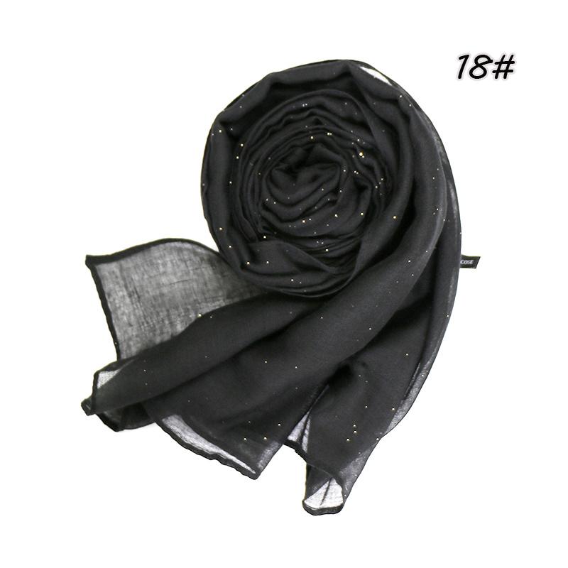Shimmer Glitter Cotton Viscose Hijab Scarves For Women Muslim Long Shawls Headscarf Wraps Solid Headbands Stole Bufandas Turbans