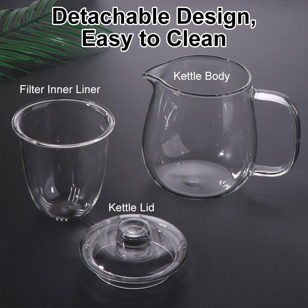 Transparent Glass Tea Pot Heat Resistant Kung Fu Tea Set Pot Set Flower Teapot Oolong Tea Brewing