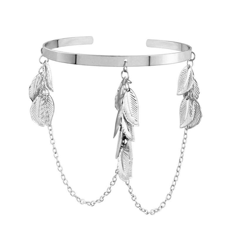 Assorted Open Cuff Bracelet Set, 8 Metal Arm and Wrist Accessories with Mixed Leaf, Wire and Chain Design Details