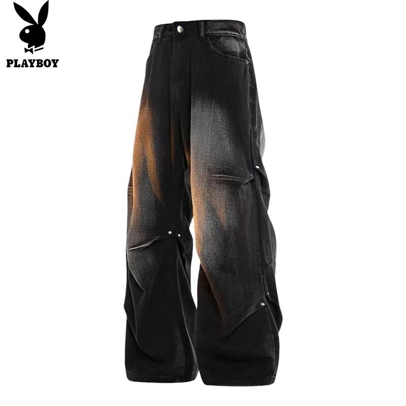 PLAYBOY Men's Loose Straight Wide-Leg Jeans