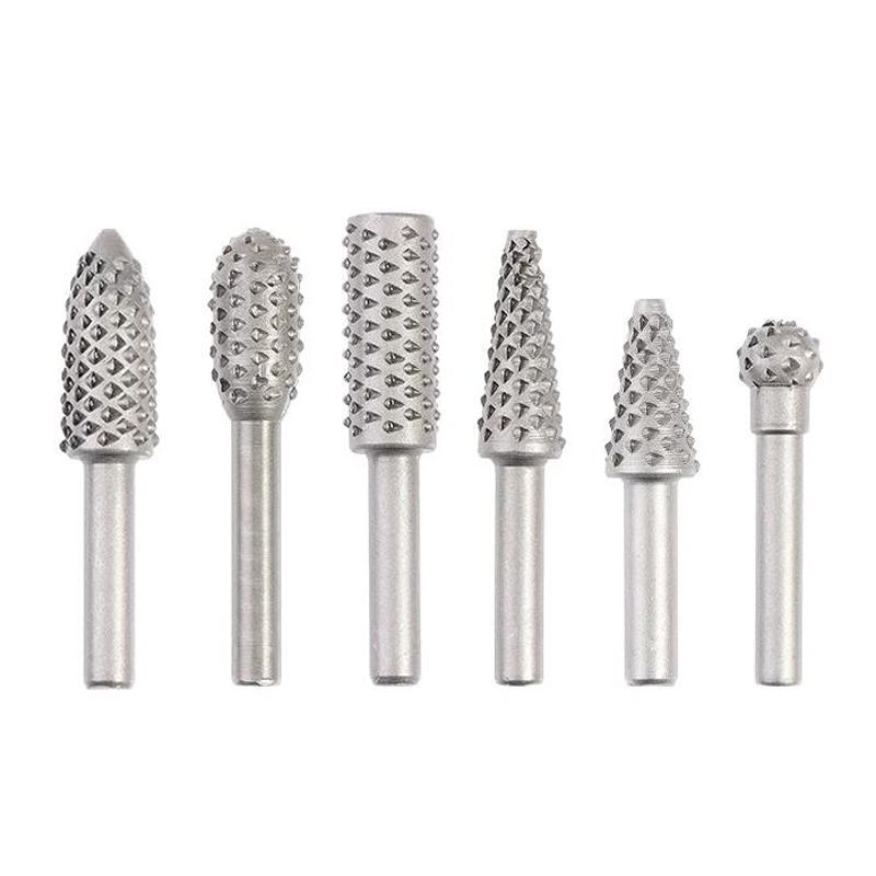 6-Piece Woodworking Rotating Irregular-Shaped File Set Steel Files with Round Handles Grinding and Polishing Tools Deburring