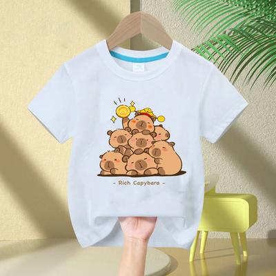 2025 Summert Shirt New Trend Capybara Printing Cute Children's Short-Sleeved T-Shirt Cute Comfortable Versatile Boy and Girl T-Shirt