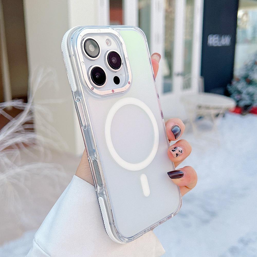 Luxury Color Metal Lens for MagSafe Magnetic Case For iPhone 16 11 12 13 14 Plus 15 ProMax Wireless Charging Discolour Cover
