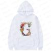 Women Hoodies Clothing 26 Alphabet Sweatshirts Hooded Shirt Fashion Flower Letters Graphic Outerwear White Women's Sweat-shirts