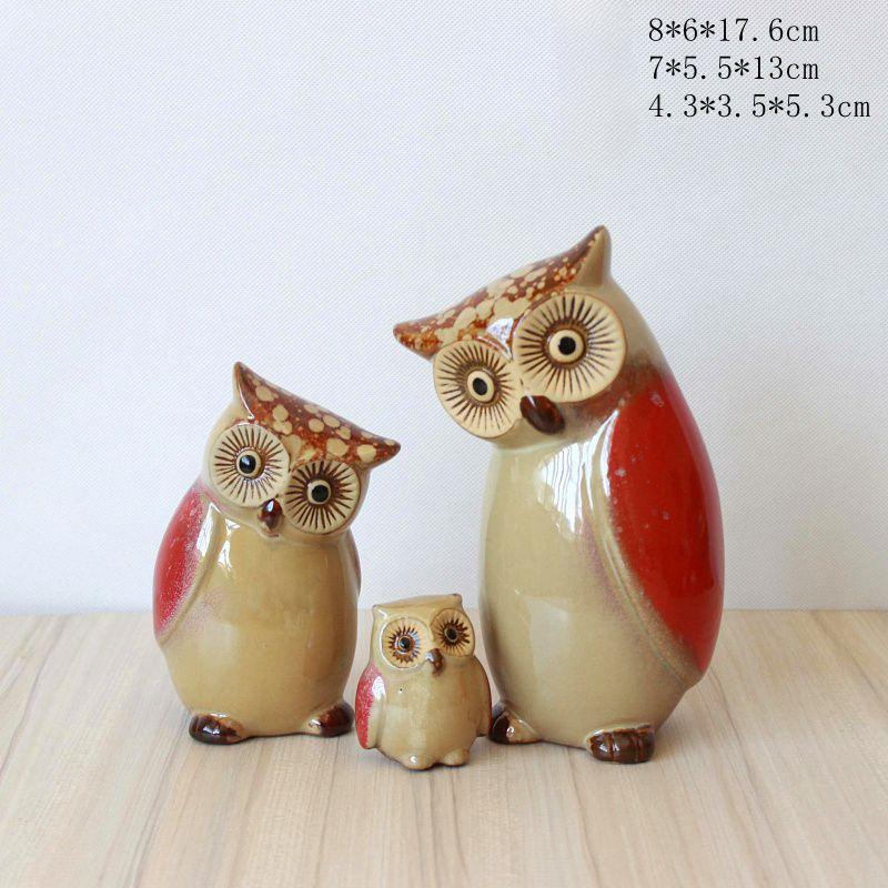 3pcs Set Outdoor Garden Decoration Ornaments Ceramic Ornaments Living Room Foyer Decoration Ornaments Creative Ceramic Owl Craft