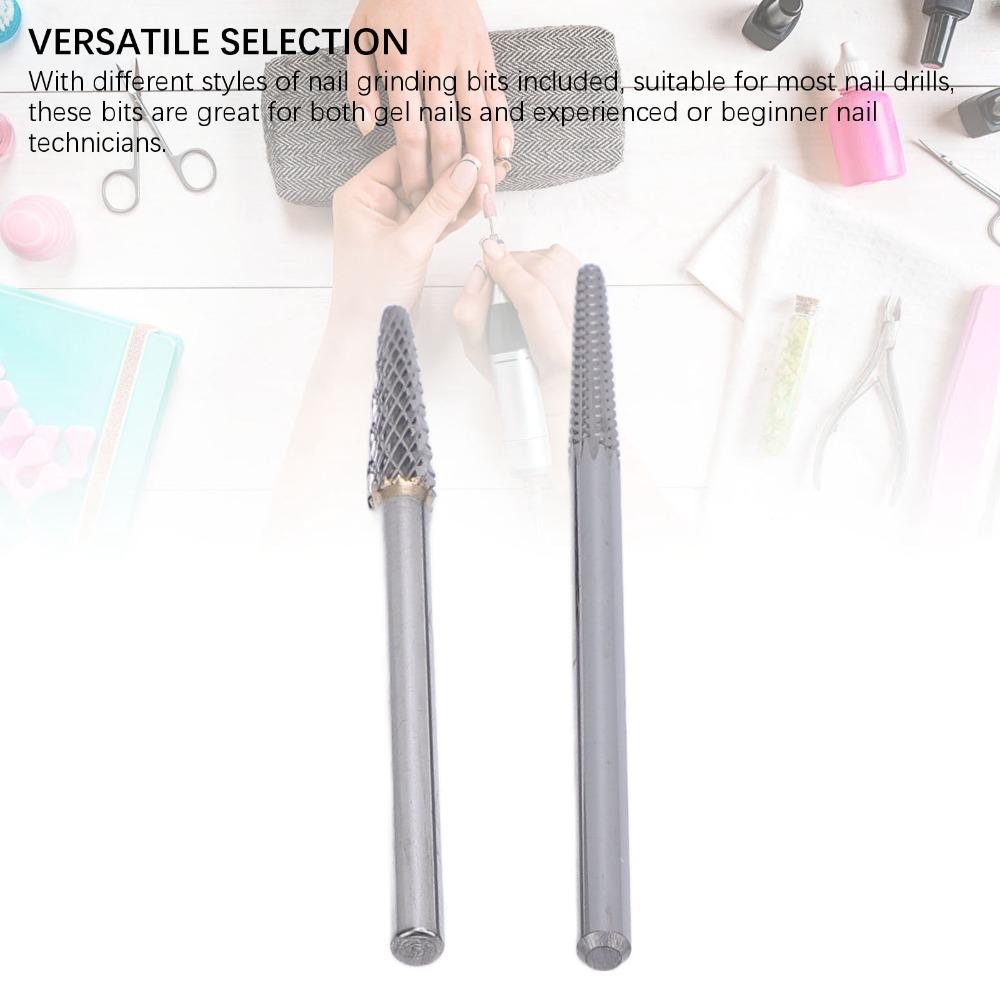 2PCS Needle Nail Drill Bits Multi-Function Cuticle Cleaner Bits Manicure Drill Head  Home Manicure