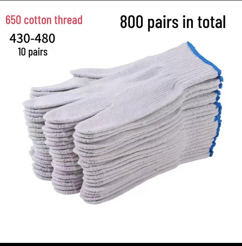 Dirt-Resistant Black & White Flower Thickened Work Gloves, Wear-Resistant Pure White Labor Protection Gloves