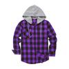Men's Flannel Plaid Button-Up Hooded Shirt Jacket for Casual Wear