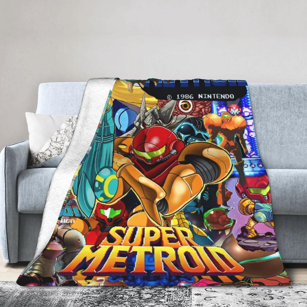 Metroid Hrdina Hra Hodit Deku na Pohovku Měkká Útulná Plyšová Deku 50x60 Palců Vícevelikostní Přehozy na Postel pro Všechna Roční Období