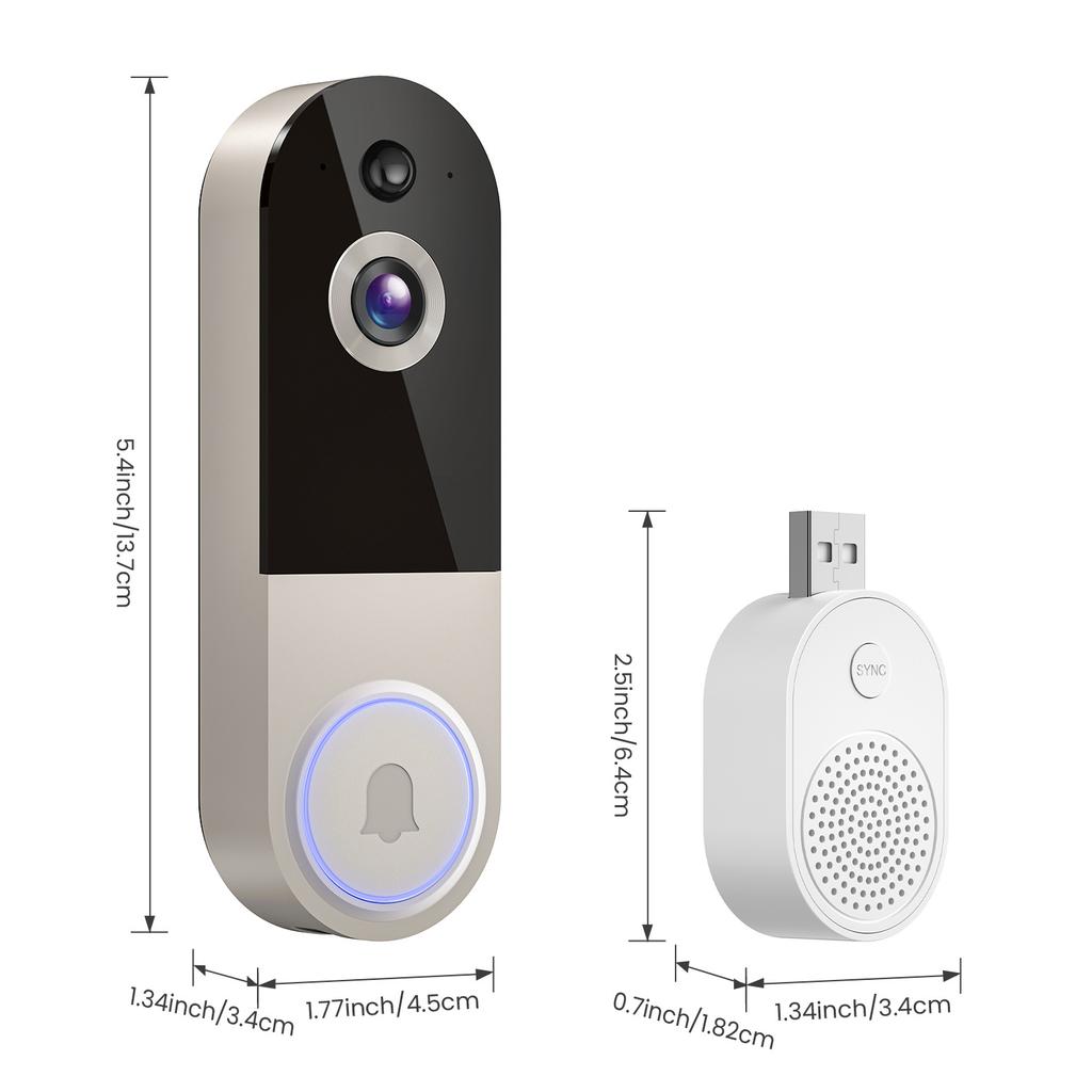 1080P Wireless Doorbell Camera High Definition Night Vision PIR Motion Detection Two-Way Audio Video Door Bells Home Office